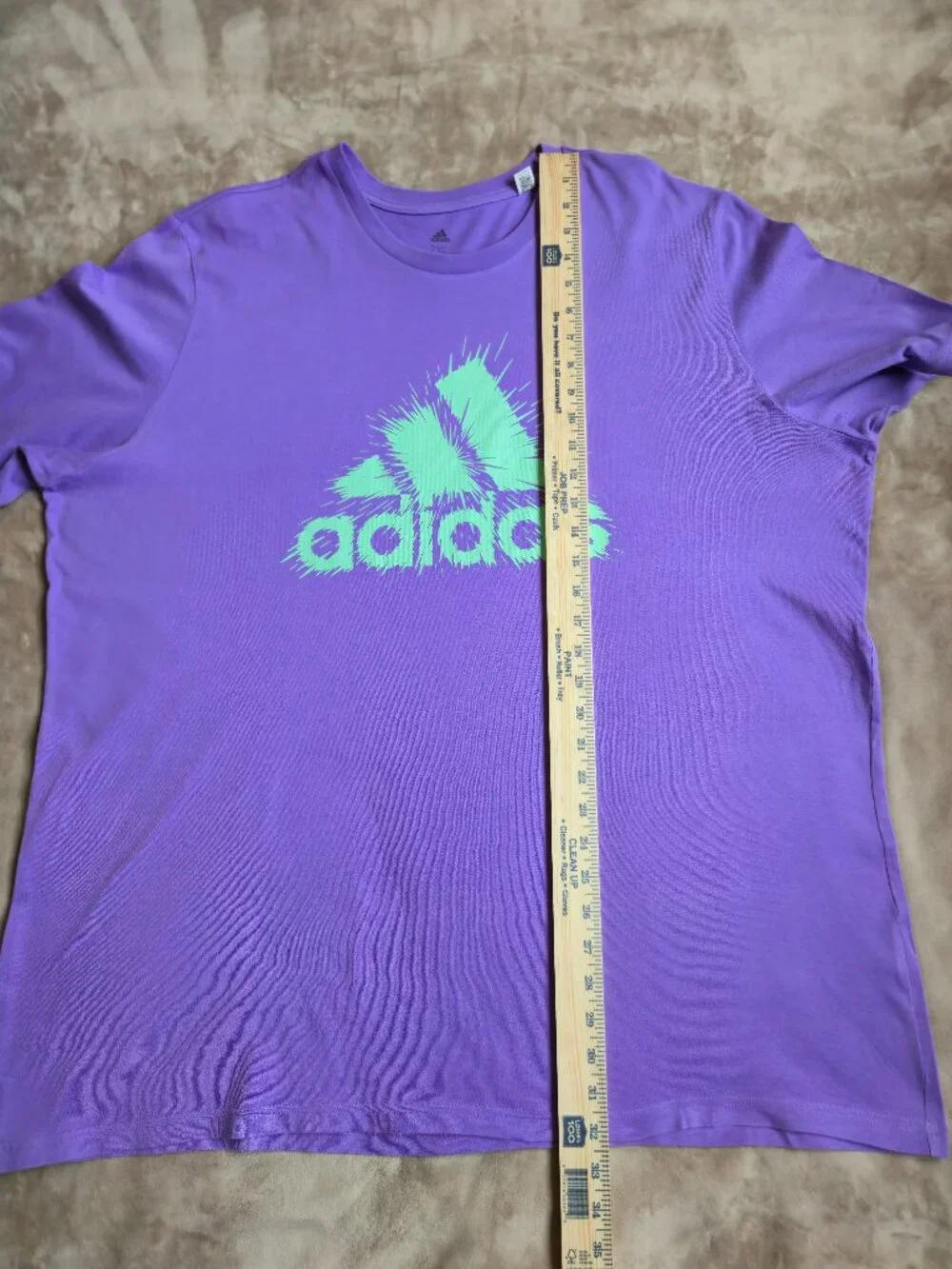 adidas Paint Splatter Badge of Sport Graphic T-Shirt Purple Mint Men's 2XL